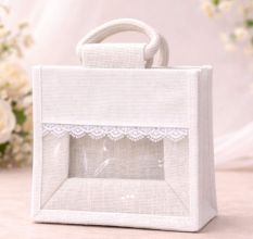 Jute Bag With Transparent Window Eco Friendly Handcrafted